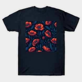 Poppies Flower Pattern T-Shirt